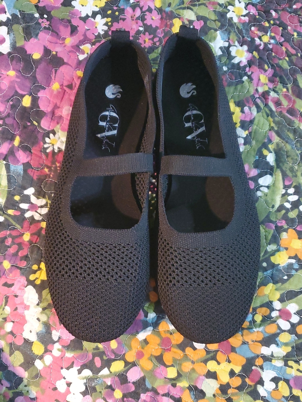 gloria vanderbilt comfort knit 'amelie' mary jane flats - black 9
